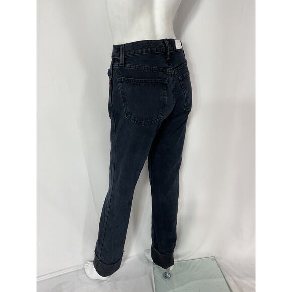 Re/Done 'High Rise' Black Loose Long Denim Jean Size 24 - Picture 3 of 5